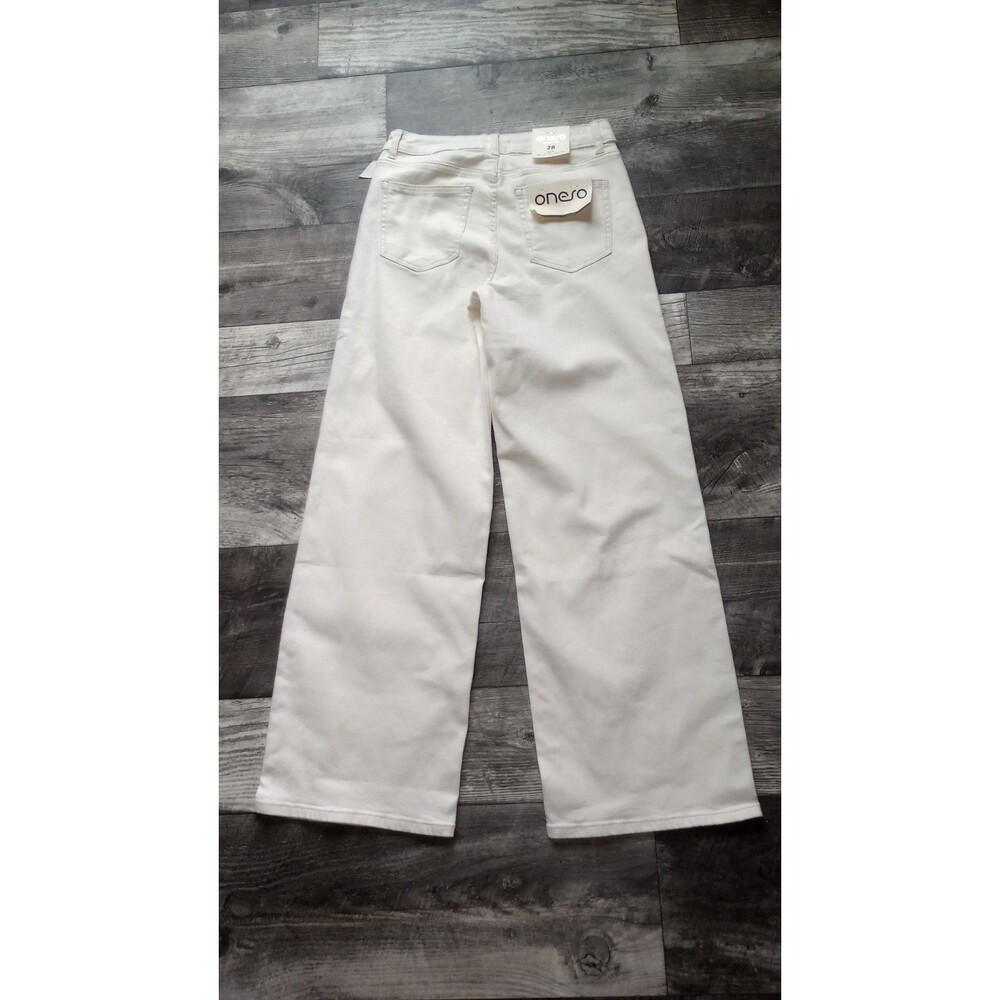 Oneso Women's 28 Vogue Style White Wide Leg Jeans, NWT
